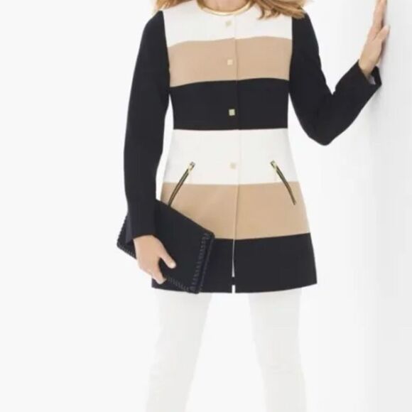Chicos Women's Colorblock Statement Jacket Trench coat Size S 4 - Picture 1 of 8